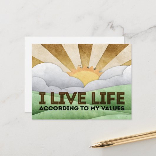 "Mijn waarden" Motivatie Affirmatie Briefkaart (Voorkant / Achterkant in situ)