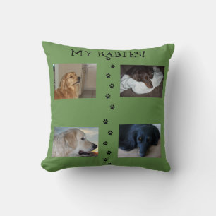 Mijn waardevolle baby's groen 4 huisdierfoto's kussen