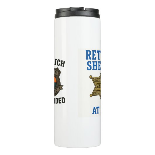 Mijn wacht als sheriff is beëindigd thermosbeker (Achterkant)