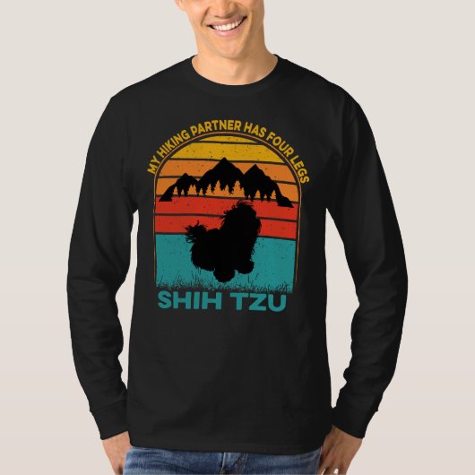 Mijn wandelpartner heeft vier benen Shih Tzu T-shirt (Voorkant)