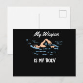 Mijn wapen is mijn lichaam - Swim Quote Design Briefkaart (Voorkant / Achterkant)