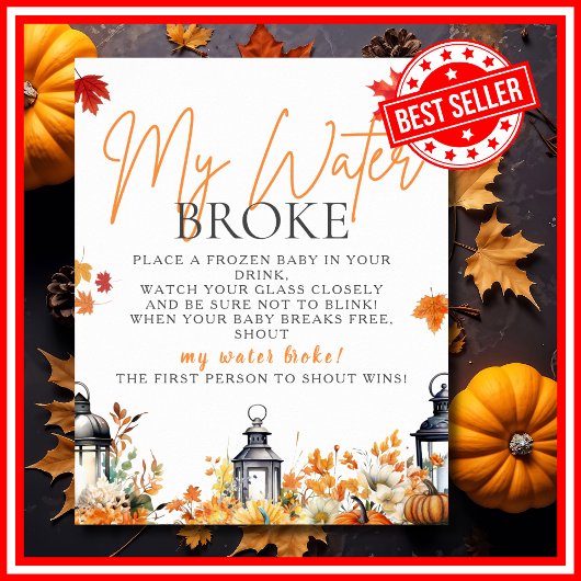 MIJN WATER BRAK Baby shower spel een beetje pompoe Poster