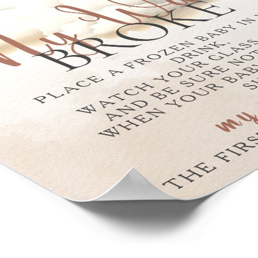 MIJN WATER BRAK Baby shower spel kunnen we nauweli Poster (Hoek)