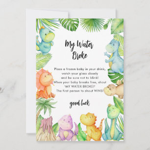 Mijn water brak dinosaurus Baby shower spel Kaart