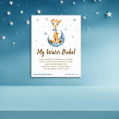 Mijn water brak spel Baby shower teken blauw Giraf Poster