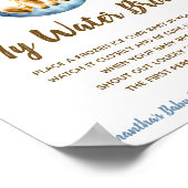 Mijn water brak spel Baby shower teken blauw Giraf Poster (Hoek)