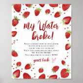 Mijn water brak Waterverf aardbeien douchebord Poster (Voorkant)