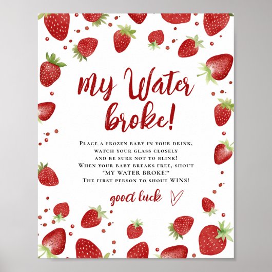 Mijn water brak Waterverf aardbeien douchebord Poster (Voorkant)
