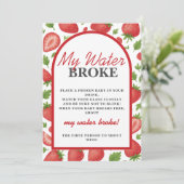 Mijn Water Broke Aardbei Baby shower Game Kaart (Staand voorkant)