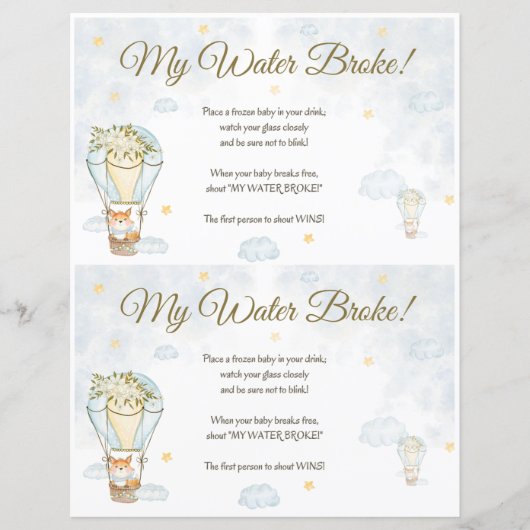 Mijn waterbroke! Baby shower game (Voorkant)