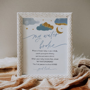 Mijn waterbroke Twinkle Star Baby shower Game Boy Poster