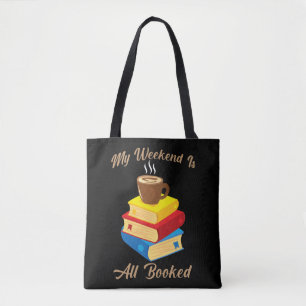 Mijn weekeinde is allemaal gebarsten koffieboeklez tote bag