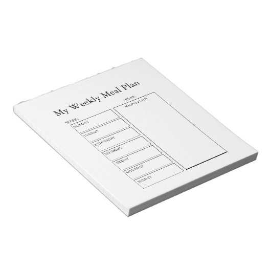 Mijn Weekelijkse Maaltijdplan Notitieblok – Minima (Schuin)