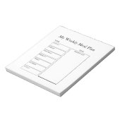 Mijn Weekelijkse Maaltijdplan Notitieblok – Minima (Linkerzijde)
