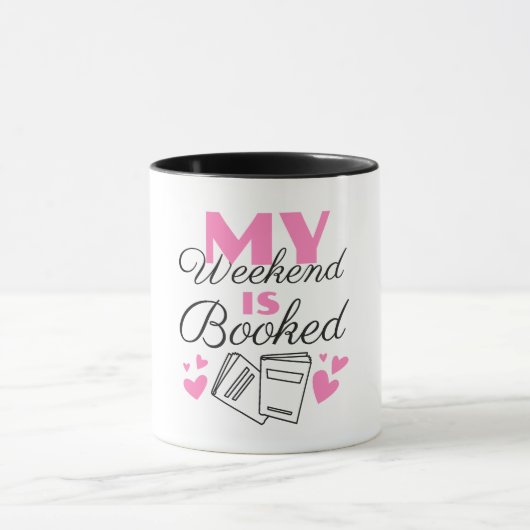 Mijn weekend is volgeboekt tekst ontwerp mok (Midden)