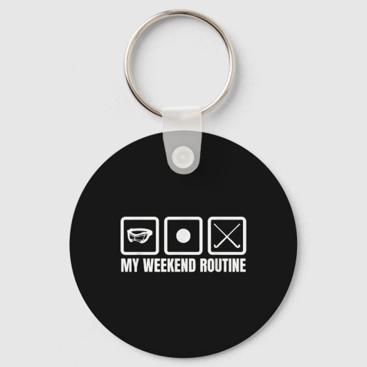 Mijn weekendroutine veldhockeyspeler sleutelhanger (Voorkant)