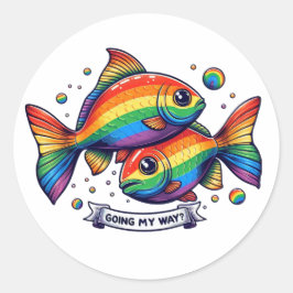 Mijn weg gay vis ronde sticker