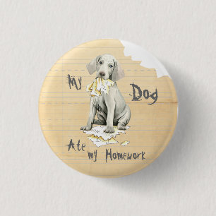 Mijn weimaraner Ate Mijn thuiswerk Ronde Button 3,2 Cm