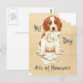 Mijn Welsh Springer Ate Mijn thuiswerk Briefkaart (Voorkant / Achterkant)