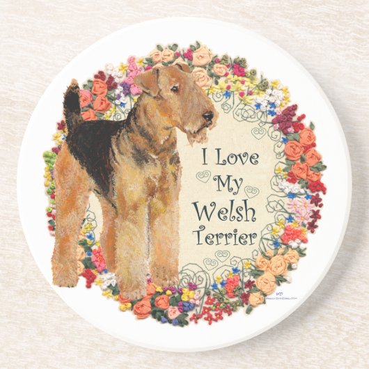 Mijn Welsh Terrier Lieverd Zandsteen Onderzetter (Voorkant)