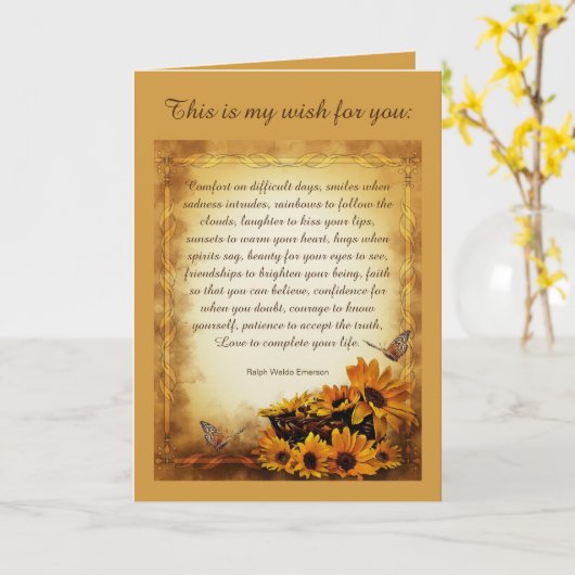 Mijn wens voor je Ralph Waldo Emerson gedicht Kaart (Gele Bloem)