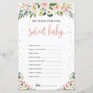 Mijn wens voor jou baby shower spel blush roze blo