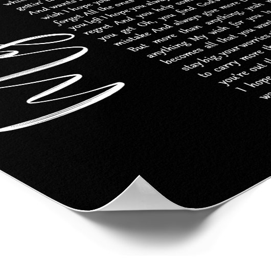 Mijn wensen zwart Script Song Lyric Wall Art afdru Poster (Hoek)