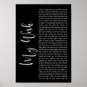 Mijn wensen zwart Script Song Lyric Wall Art afdru Poster (Voorkant)