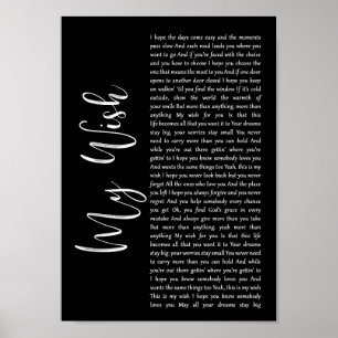 Mijn wensen zwart Script Song Lyric Wall Art afdru Poster