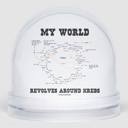 Mijn wereld revolt rond Krebs Biochemie Humor Sneeuwbol (Voorkant)