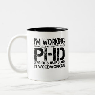 Mijn werk aan mijn PHD (projecten half gedaan) in  Tweekleurige Koffiemok