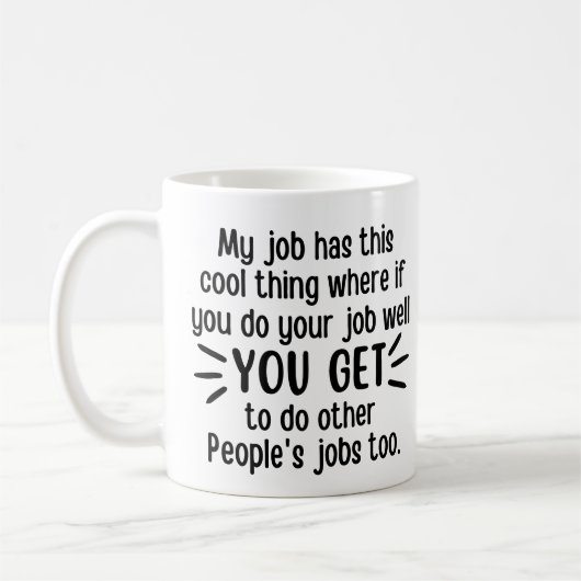 Mijn werk heeft dit coole, coole werk koffiemok (Links)