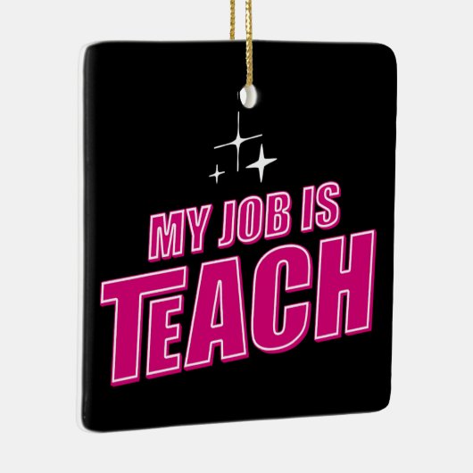 Mijn werk is onderwijzen, grappige roze retro Vrou Keramisch Ornament (Rechts)