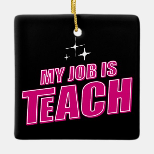 Mijn werk is onderwijzen, grappige roze retro Vrou Keramisch Ornament (Voorkant)