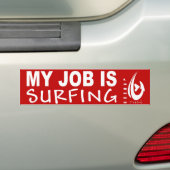 Mijn werk is SURFINF Bumpersticker (Op auto)