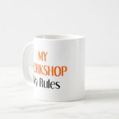 mijn werkplaats mijn regels koffiemok (Voorkant links)