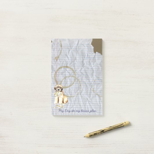 Mijn wieltjes op mijn lesplan post-it® notes (Op bureau)