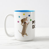 Mijn Wiener doet Tricks Tweekleurige Koffiemok (Links)