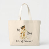 Mijn Wire Fox Terrier Ate Mijn thuiswerk Grote Tote Bag (Voorkant)