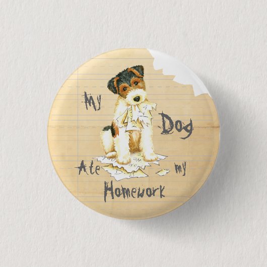 Mijn Wire Fox Terrier Ate Mijn thuiswerk Ronde Button 3,2 Cm (Voorkant)