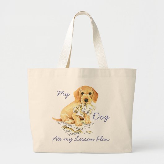 Mijn Wirehaire Dachshund Ate mijn Lesson Plan Grote Tote Bag (Voorkant)