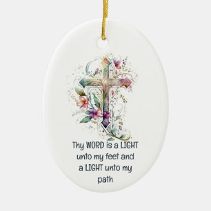 Mijn woord is een lamp aan mijn voeten Inspirerend Keramisch Ornament