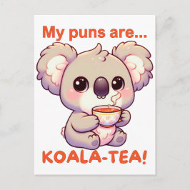 Mijn woordspelingen zijn koala-thee! Schattigee Ko Briefkaart