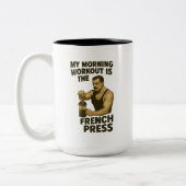 Mijn workout routine is de Franse Press Premium Mo Tweekleurige Koffiemok (Links)