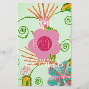 Mijn XOXO Kleine Prinses Bloemige Kunstprint Ontwe Briefpapier