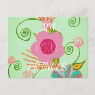 Mijn XOXO Little Princess Floral Art Print Design Briefkaart