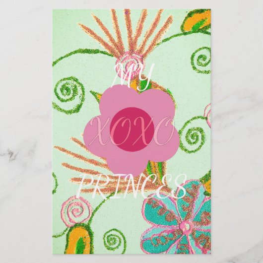 Mijn XOXO Little Princess Floral Art Print Design Briefpapier (Voorkant)