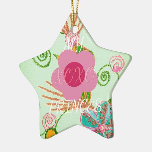 Mijn XOXO Little Princess Floral Art Print Design Keramisch Ornament (Links)