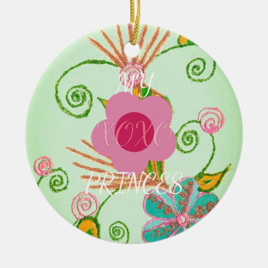 Mijn XOXO Little Princess Floral Art Print Design Keramisch Ornament (Voorkant)