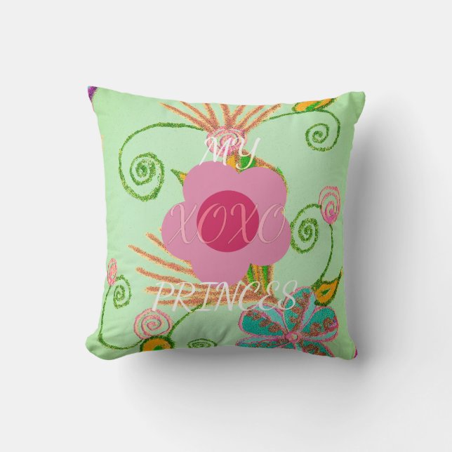 Mijn XOXO Little Princess Floral Art Print Design Kussen (Voorkant)